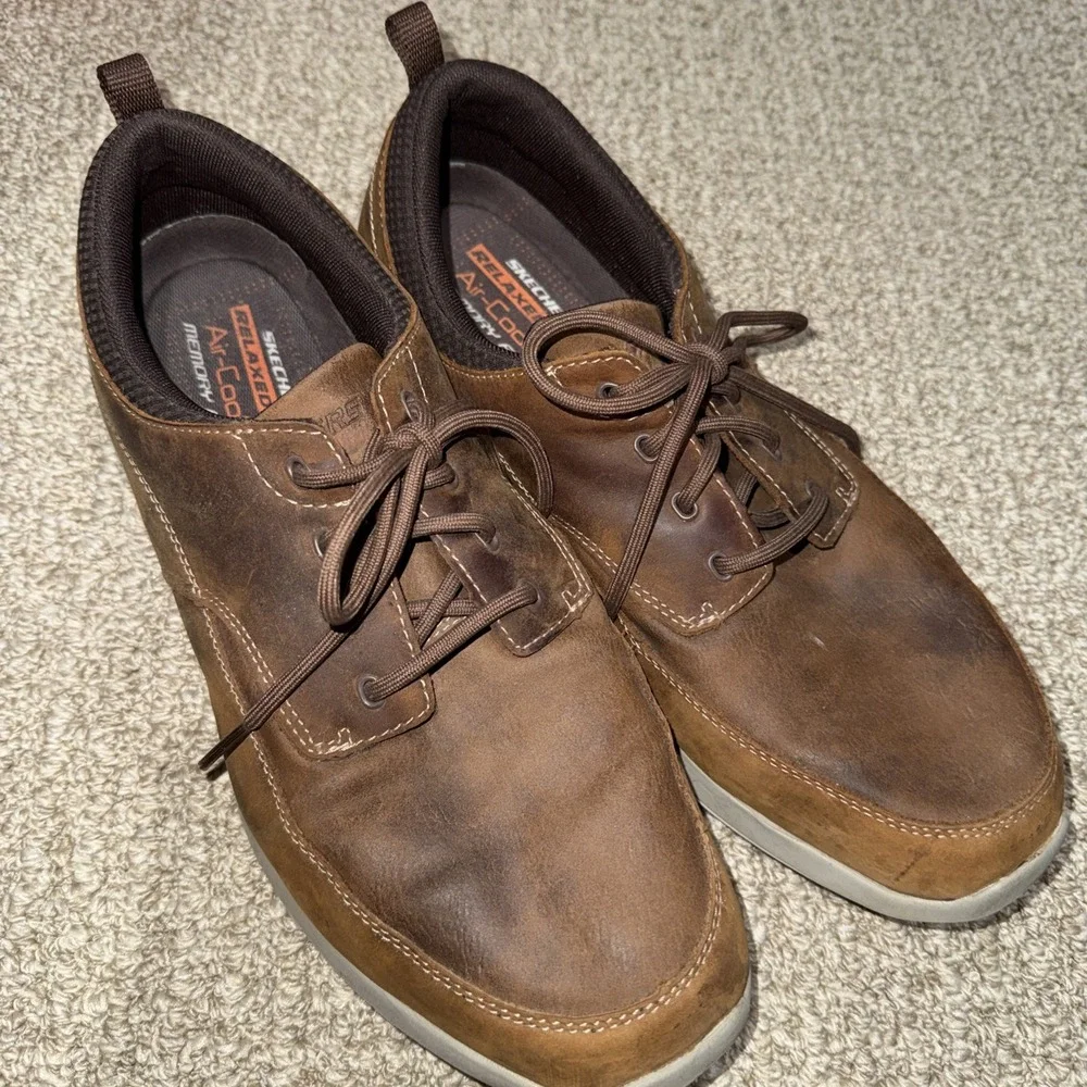 Skechers Men's Relaxed Fit Air Cooled Memory Foam Brown Shoes Size 14